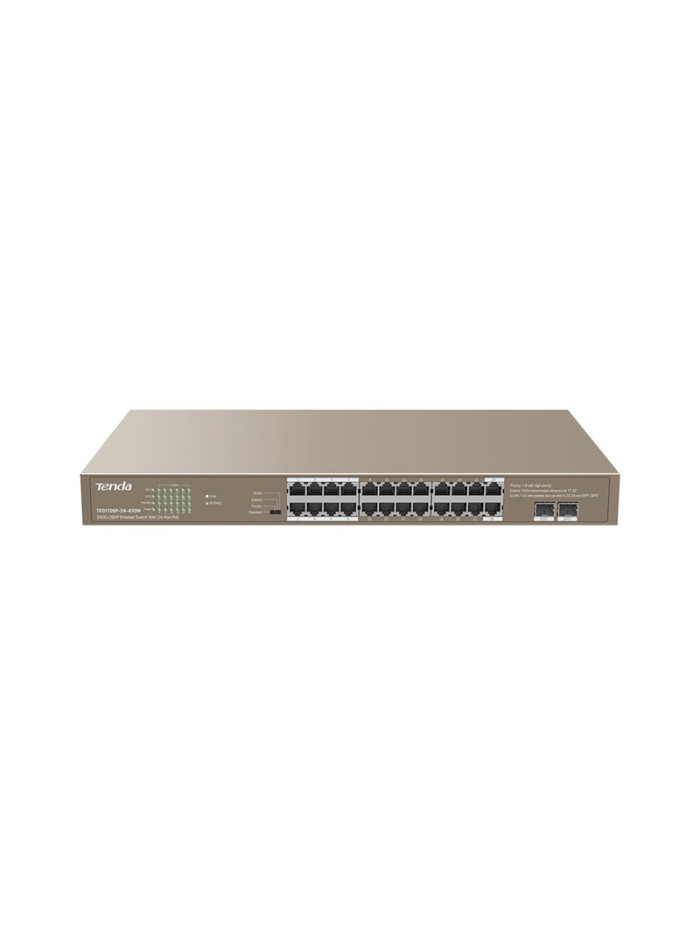 Switch 26 puertos tenda teg1126p - 24 - 410w 24 puertos gigabit ethernet 2 puertos sfp Switch 26 puertos tenda teg1126p - 24 - 410w 24 puertos gigabit ethernet 2 puertos sfp