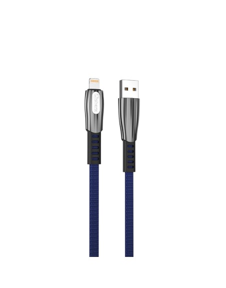 Cable qcharx florence usb a lightning 3a - 1 m - zinc azul cordón plano premium