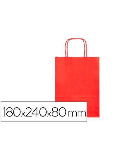 Bolsa papel q-connect celulosa rojo xs con asa retorcida 180x240x80 mm
