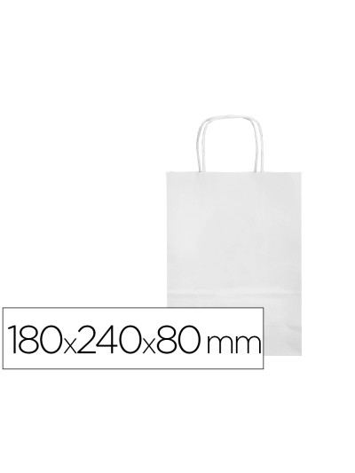Bolsa papel q-connect celulosa blanco xs con asa retorcida 180x240x80 mm