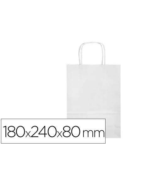 Bolsa papel q-connect celulosa blanco xs con asa retorcida 180x240x80 mm