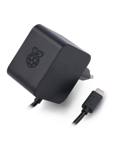 Fuente de alimentacion cargador raspberry pi 5 usb c 27 w color negro