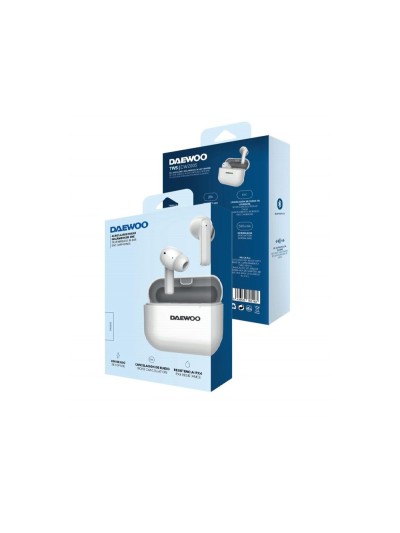 Auricular daewoo tws in-ear bluetooth 5.3 con estuche de carga usb tipo-c autonomia 6 horas color blanco