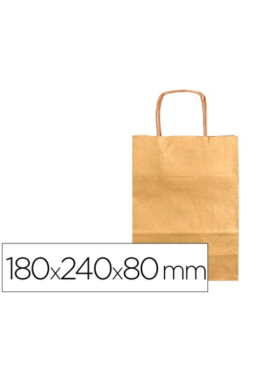 Bolsa papel q-connect kraft oro xs con asa retorcida 180x240x80 mm