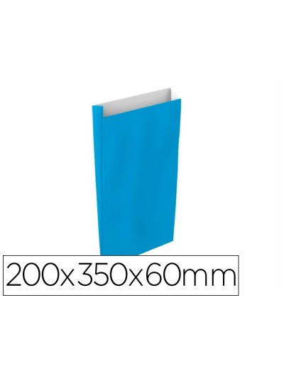 Sobre papel basika celulosa celeste con fuelle m 200x350x60 mm paquete de 25 unidades