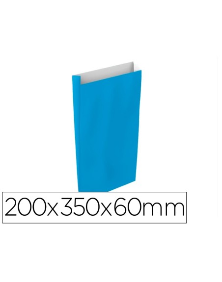 Sobre papel basika celulosa celeste con fuelle m 200x350x60 mm paquete de 25 unidades