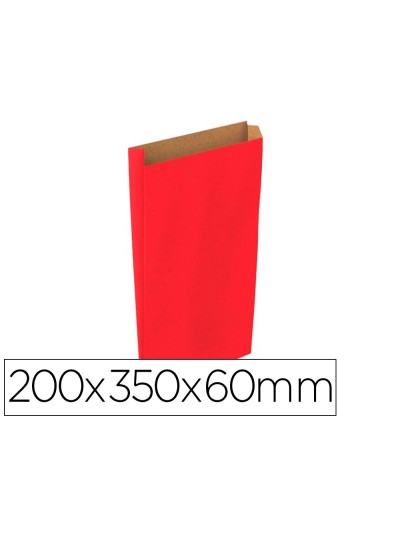 Sobre papel basika kraft rojo con fuelle m 200x350x60 mm paquete de 25 unidades