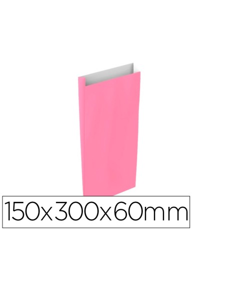 Sobre papel basika celulosa rosa con fuelle s 150x300x60 mm paquete de 25 unidades