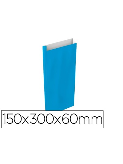 Sobre papel basika celulosa celeste con fuelle s 150x300x60 mm paquete de 25 unidades