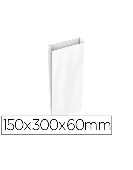 Sobre papel basika celulosa blanco con fuelle s 150x300x60 mm paquete de 25 unidades