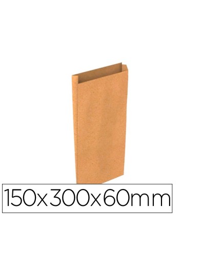 Sobre papel basika kraft natural liso con fuelle s 150x300x60 mm paquete de 25 unidades