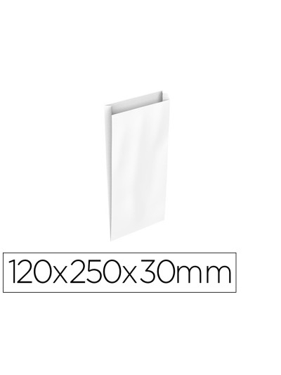 Sobre papel basika celulosa blanco con fuelle xs 120x250x30 mm paquete de 25 unidades