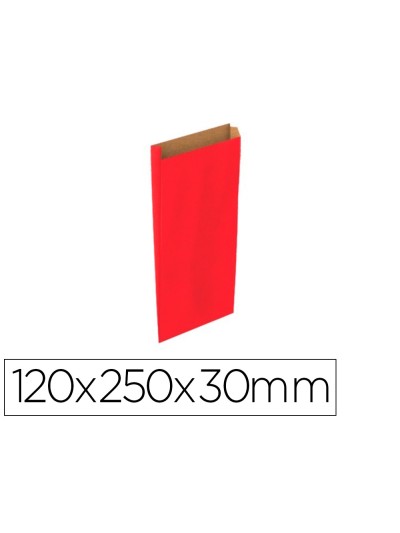Sobre papel basika kraft rojo con fuelle xs 120x250x30 mm paquete de 25 unidades