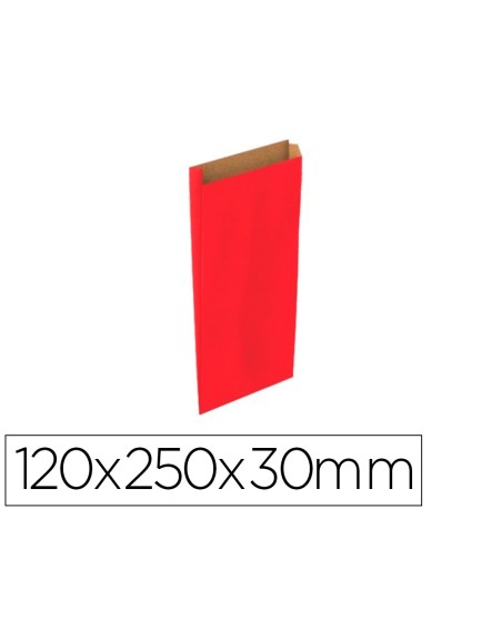 Sobre papel basika kraft rojo con fuelle xs 120x250x30 mm paquete de 25 unidades