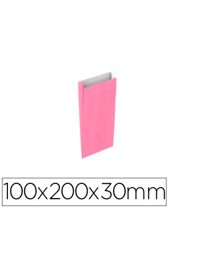 Sobre papel basika celulosa rosa con fuelle xxs 100x200x30 mm paquete de 25 unidades