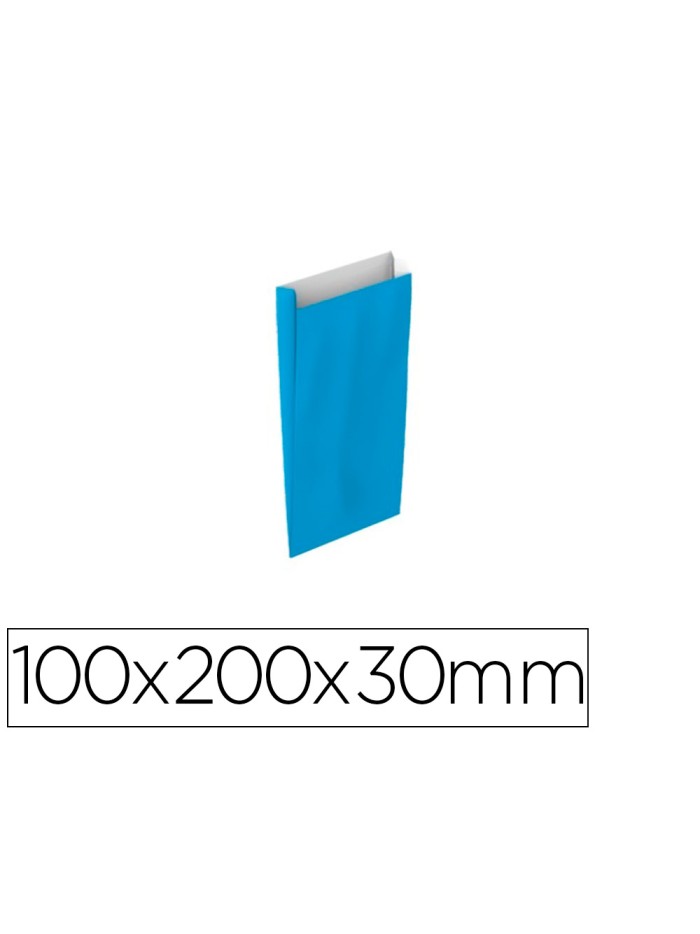 Sobre papel basika celulosa celeste con fuelle xxs 100x200x30 mm paquete de 25 unidades Sobre papel basika celulosa celeste con fuelle xxs 100x200x30 mm paquete de 25 unidades