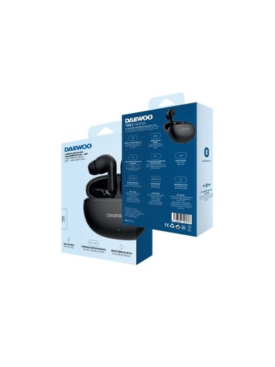 Auricular daewoo tws in-ear bluetooth 5.3 con estuche de carga usb tipo-c autonomia 6 horas color negro