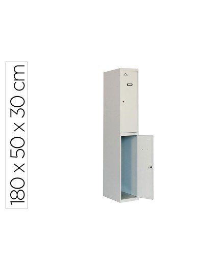 Taquilla metalica simonrack 2 puertas con cerradura montada respiradero y etiquetero gris/gris 1800x500x300 mm