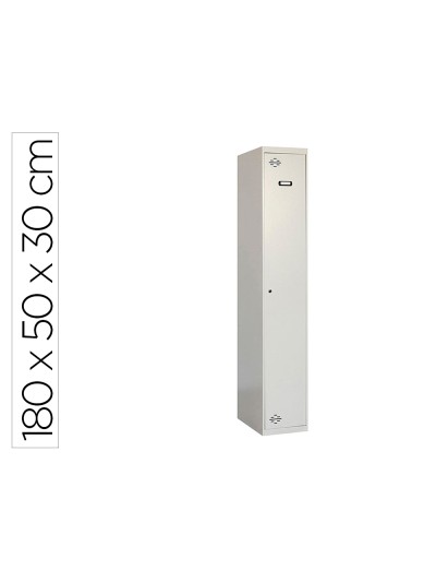 Taquilla metalica simonrack 1 puerta con cerradura montada respiradero y etiquetero gris/gris 1800x500x300 mm