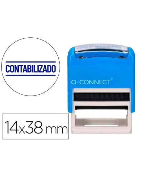 Sello entintado automatico q-connect contabilizado almohadilla 14x38 mm color azul