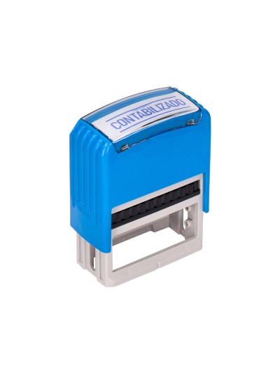 Sello entintado automatico q-connect contabilizado almohadilla 14x38 mm color azul