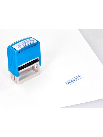Sello entintado automatico q-connect contabilizado almohadilla 14x38 mm color azul