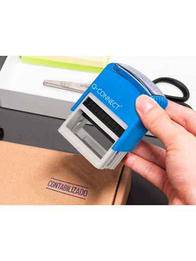 Sello entintado automatico q-connect contabilizado almohadilla 14x38 mm color azul