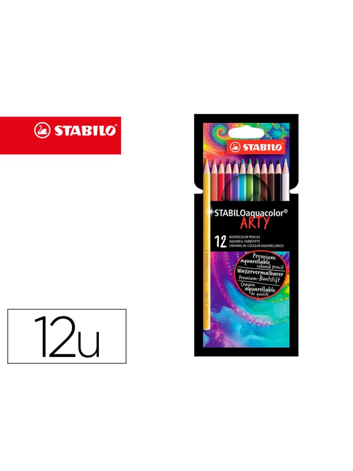 Lapices de colores stabilo aquacolor arty line acuarelables estuche de carton de 12 unidades colores Lapices de colores stabilo aquacolor arty line acuarelables estuche de carton de 12 unidades colores