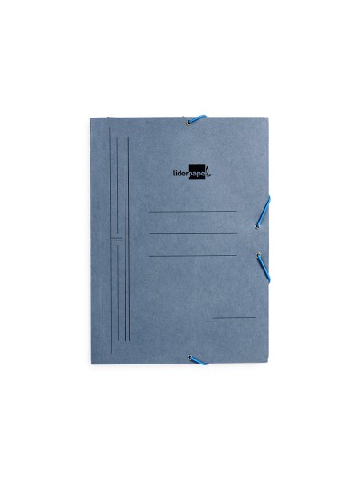 Carpeta liderpapel gomas folio 3 solapas carton pintado azul 410 g/m2