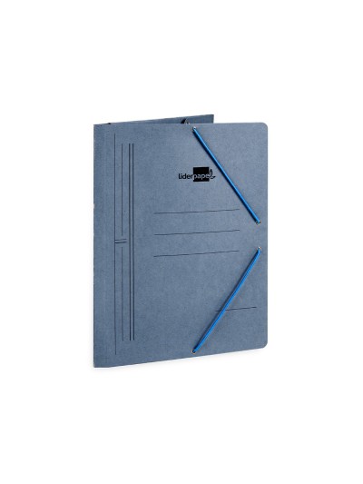 Carpeta liderpapel gomas folio 3 solapas carton pintado azul 410 g/m2