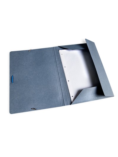 Carpeta liderpapel gomas folio 3 solapas carton pintado azul 410 g/m2