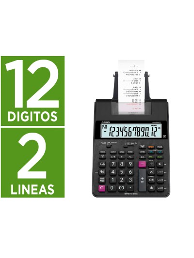 Calculadora casio hr-150rce impresora pantalla lc papel 58 mm impresion bicolor 12 digitos ac/dc color negro