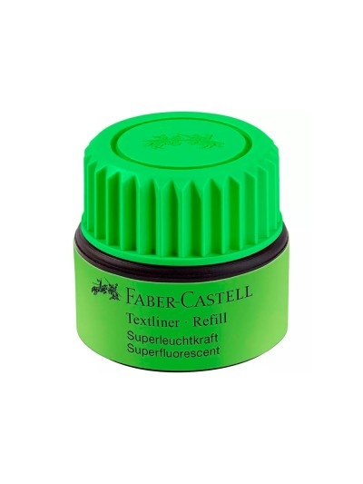 Tinta rotulador faber castell textliner fluorescente 1549 con sistema capilar color verde bote 30 ml