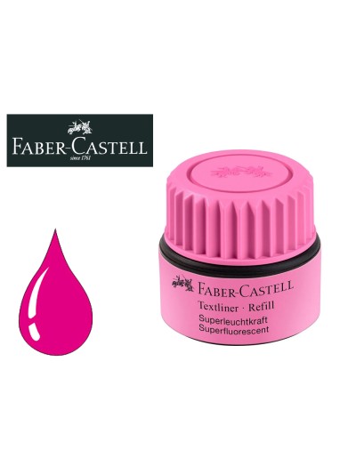 Tinta rotulador faber castell textliner fluorescente 1549 con sistema capilar color rosa bote 30 ml