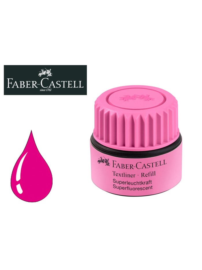 Tinta rotulador faber castell textliner fluorescente 1549 con sistema capilar color rosa bote 30 ml Tinta rotulador faber castell textliner fluorescente 1549 con sistema capilar color rosa bote 30 ml