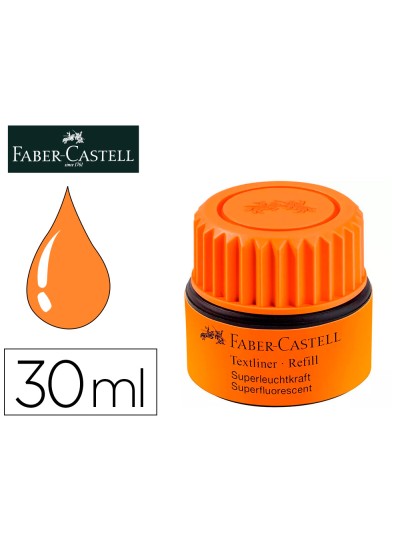 Tinta rotulador faber castell textliner fluorescente 1549 con sistema capilar color naranja bote 30 ml
