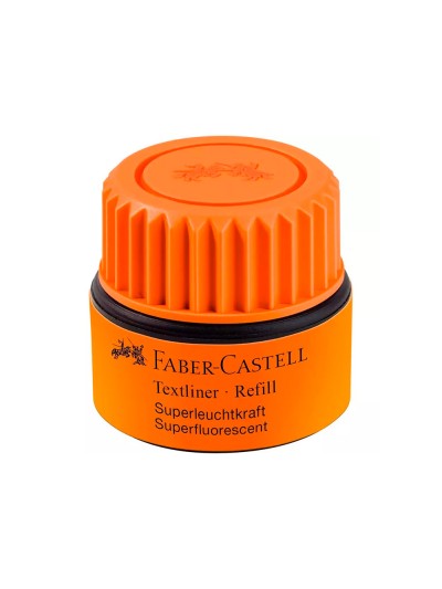 Tinta rotulador faber castell textliner fluorescente 1549 con sistema capilar color naranja bote 30 ml