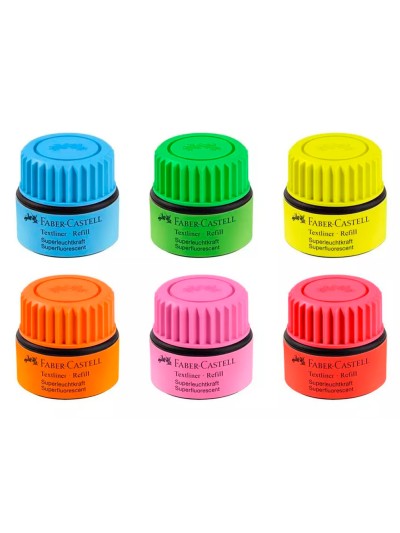 Tinta rotulador faber castell textliner fluorescente 1549 con sistema capilar color naranja bote 30 ml