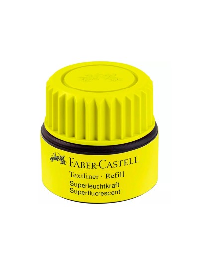 Tinta rotulador faber castell textliner fluorescente 1549 con sistema capilar color amarillo bote 30 ml