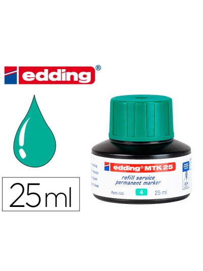 Tinta rotulador edding mtk25 con sistema capilar color verde bote 25 ml