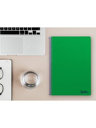 Cuaderno espiral liderpapel din a4 smart tapa blanda 80h 75gr cuadro 4mm con margen color verde