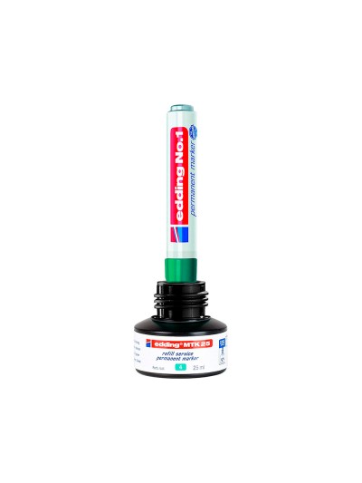 Tinta rotulador edding mtk25 con sistema capilar color verde bote 25 ml