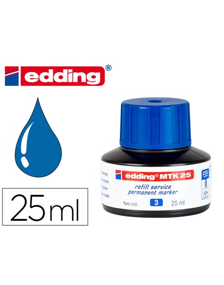 Tinta rotulador edding mtk25 con sistema capilar color azul bote 25 ml