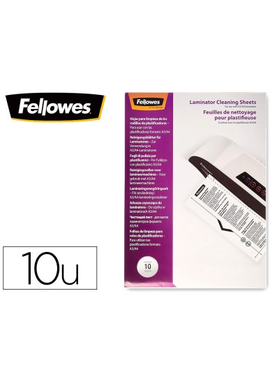 Hoja de limpieza fellowes para plastificadoras pack de 10 unidades