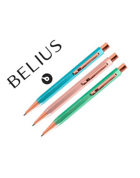 Boligrafo belius brela cuerpo hexagonal con clip colores pasteles caja de regalo con 3 boligrafos