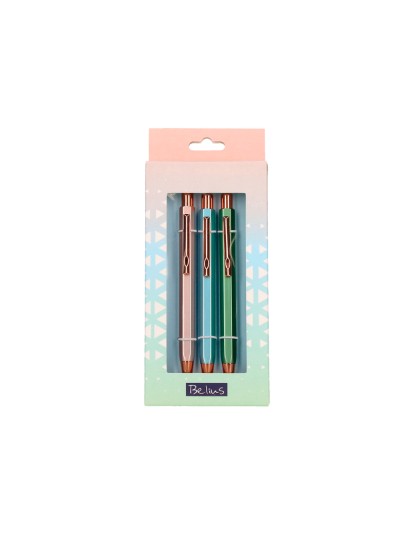 Boligrafo belius brela cuerpo hexagonal con clip colores pasteles caja de regalo con 3 boligrafos