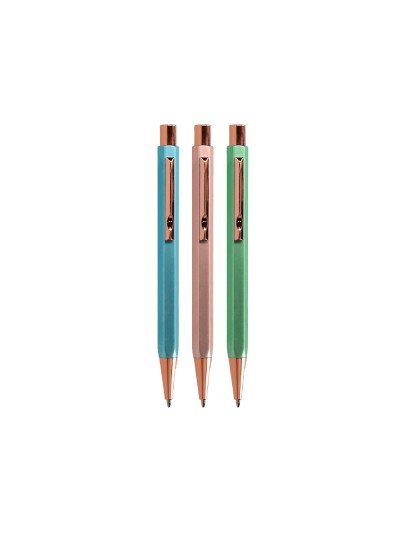 Boligrafo belius brela cuerpo hexagonal con clip colores pasteles caja de regalo con 3 boligrafos