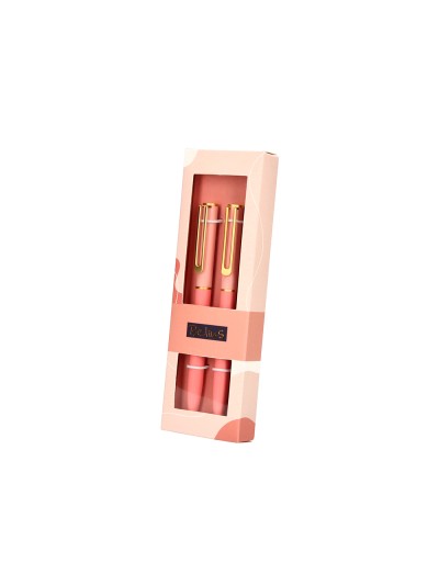 Boligrafo belius bari set con 2 boligrafos color rosa punta 1 mm tinta azul en caja de regalo