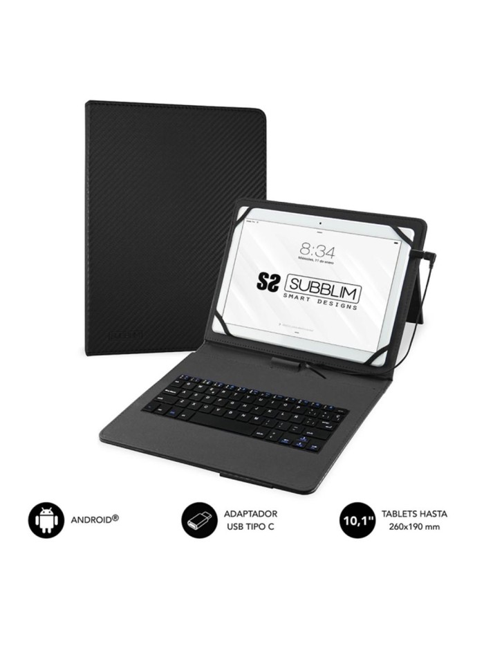 Funda + teclado subblim para tablet 10.1 pulgadas negro Funda + teclado subblim para tablet 10.1 pulgadas negro