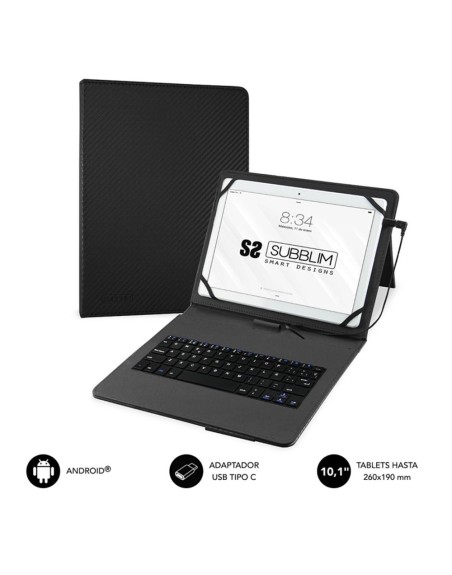 Funda + teclado subblim para tablet 10.1 pulgadas negro